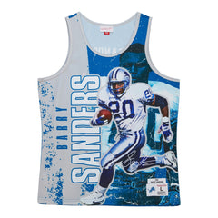 Barry Sanders Detroit Lions 1991 Player Burst Tank Top Blue | Mitchell & Ness