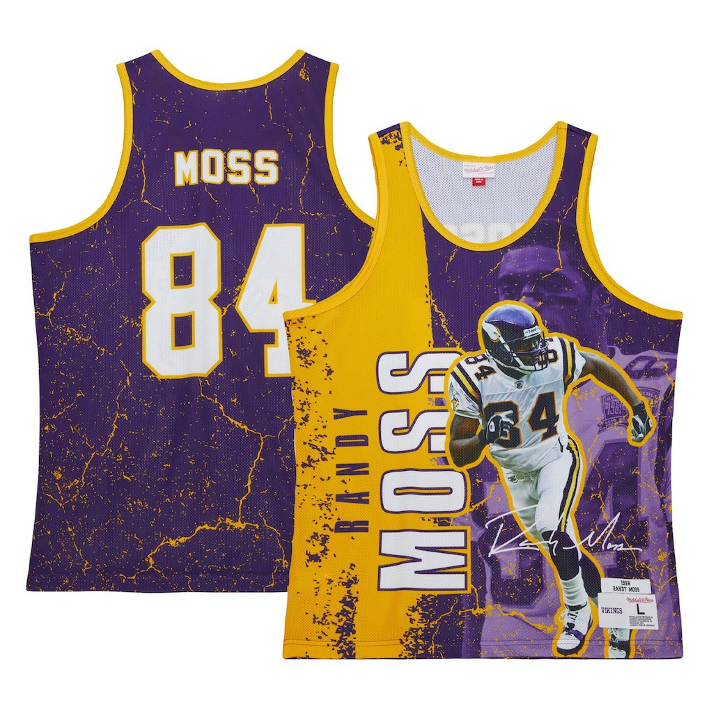 Randy Moss Minnesota Vikings 1998 Player Burst Tank Top Purple | Mitchell & Ness