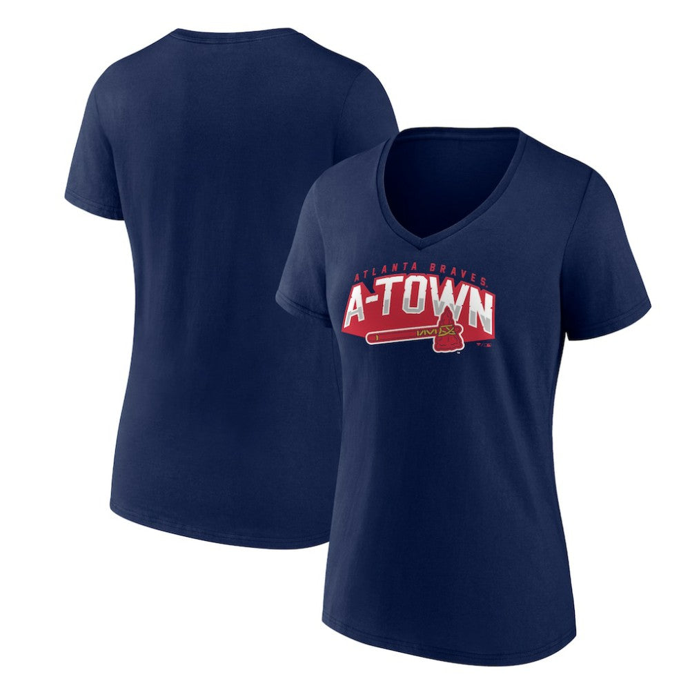 Atlanta Braves Women's Paint the Black V-Neck T-Shirt - MLB