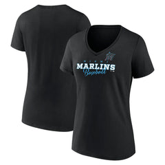 Miami Marlins Women's Back In Business V-Neck T-Shirt - MLB