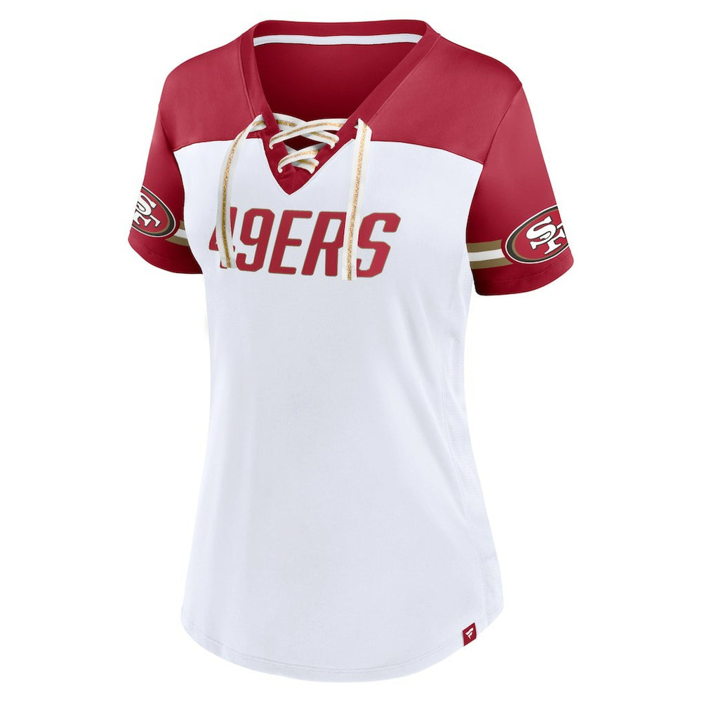 Deebo Samuel San Francisco 49ers Women's Athena Name & Number V-Neck Top White | Fanatics