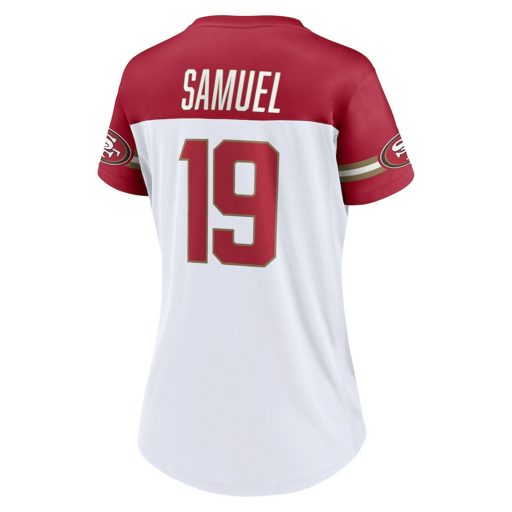 Deebo Samuel San Francisco 49ers Women's Athena Name & Number V-Neck Top White | Fanatics