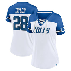 Jonathan Taylor Indianapolis Colts Women's Athena Name & Number V-Neck Top White | Fanatics