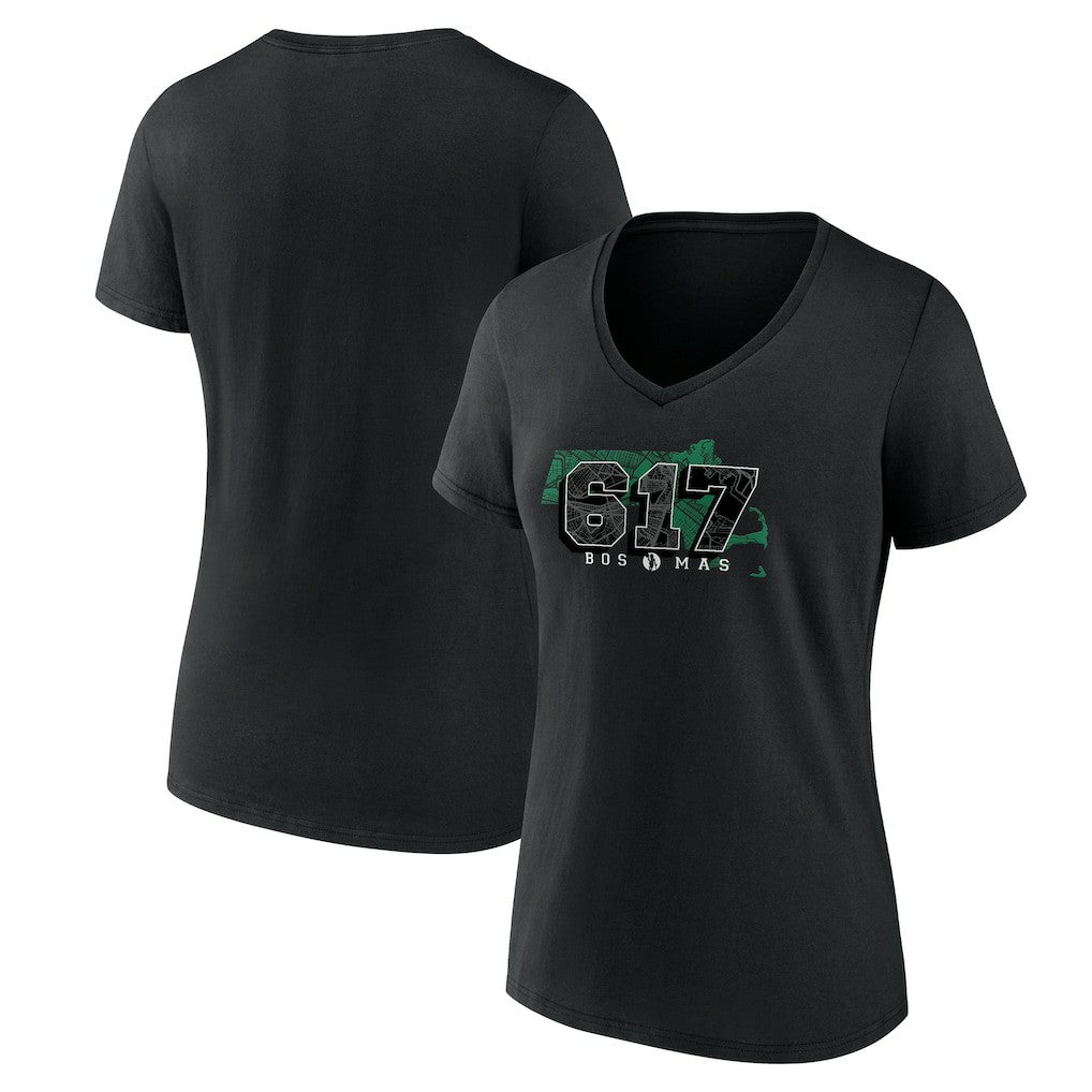Boston Celtics Women's Core Hometown Launch V-Neck T-Shirt Black - NBA