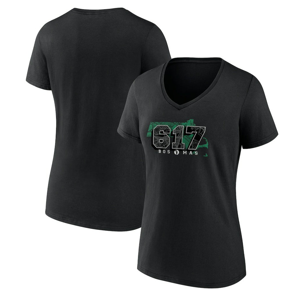 Boston Celtics Women's Core Hometown Launch V-Neck T-Shirt Black - NBA