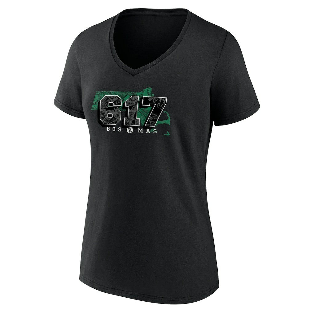 Boston Celtics Women's Core Hometown Launch V-Neck T-Shirt Black - NBA