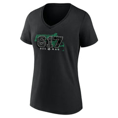 Boston Celtics Women's Core Hometown Launch V-Neck T-Shirt Black - NBA