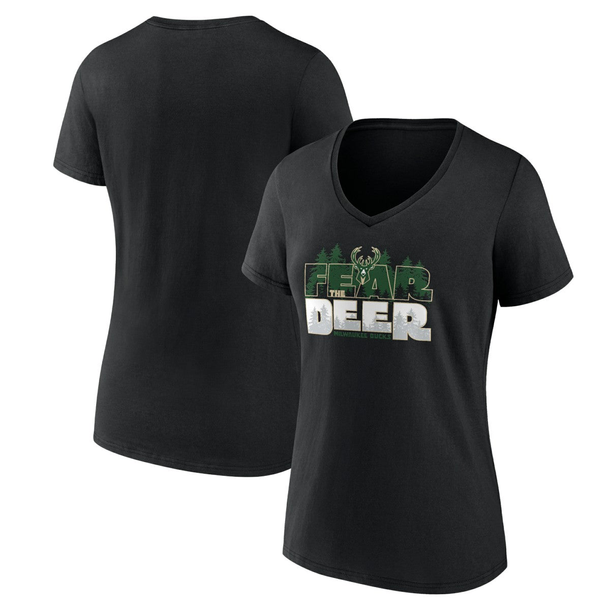 Women's Black Milwaukee Bucks Core Hometown V-Neck T-Shirt - NBA
