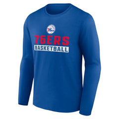 Philadelphia 76ers Let's Go Long Sleeve T-Shirt Royal - NBA