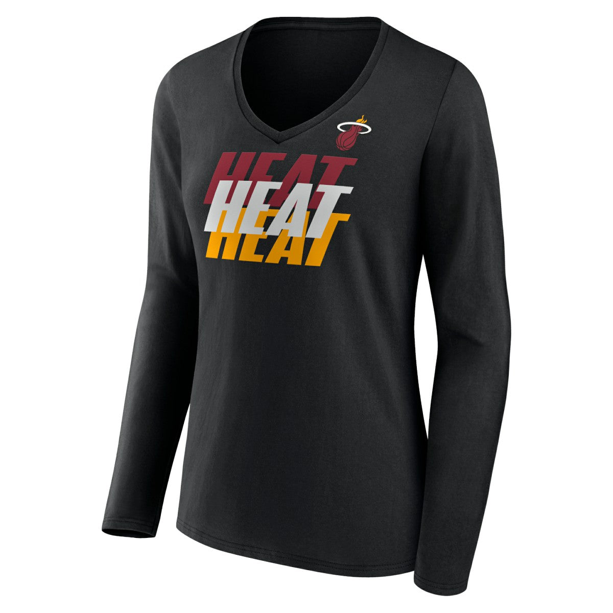Miami Heat Women's Tumble V-Neck Long Sleeve T-Shirt Black - NBA
