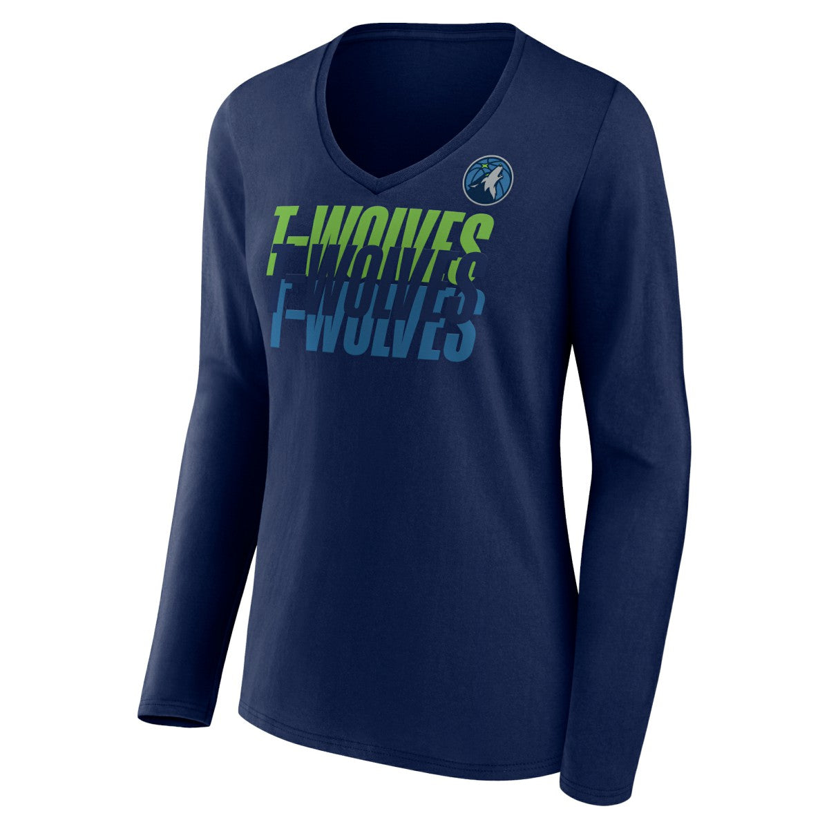 Minnesota Timberwolves Women's Tumble V-Neck Long Sleeve T-Shirt Navy - NBA