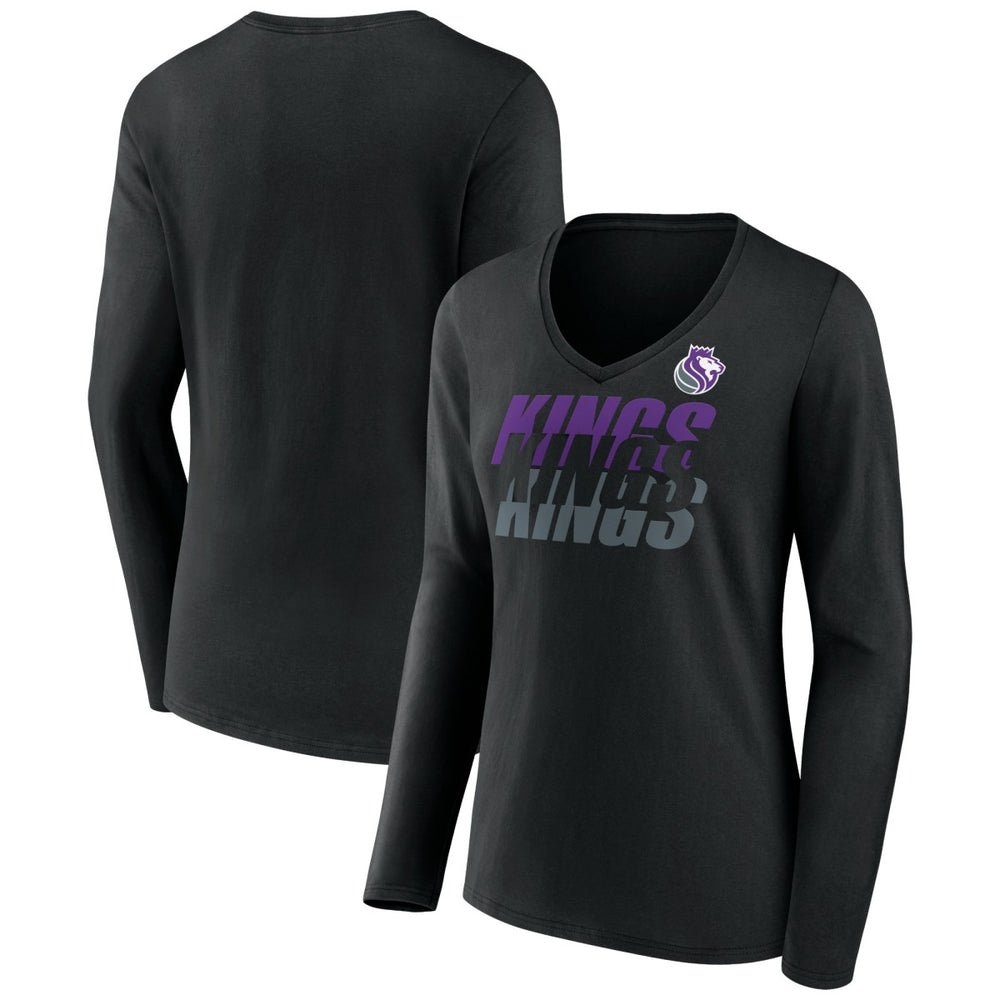 Portland Trail Blazers Women's Tumble V-Neck Long Sleeve T-Shirt Black - NBA