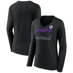 Portland Trail Blazers Women's Tumble V-Neck Long Sleeve T-Shirt Black - NBA