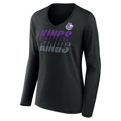 Portland Trail Blazers Women's Tumble V-Neck Long Sleeve T-Shirt Black - NBA