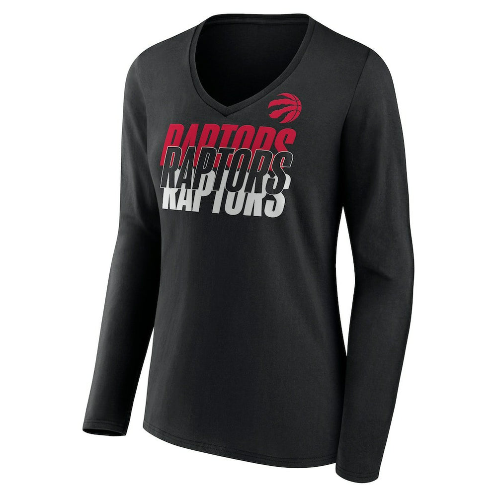 Toronto Raptors Women's Tumble V-Neck Long Sleeve T-Shirt Black - NBA