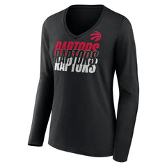 Toronto Raptors Women's Tumble V-Neck Long Sleeve T-Shirt Black - NBA