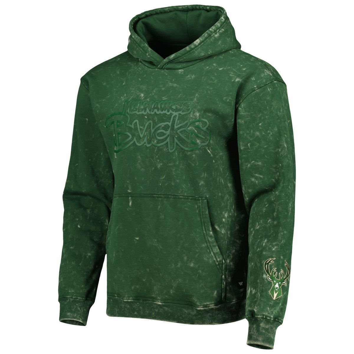 Milwaukee Bucks The Wild Collective Unisex Tonal Acid Wash Pullover Hoodie Hunter Green - NBA