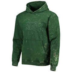 Milwaukee Bucks The Wild Collective Unisex Tonal Acid Wash Pullover Hoodie Hunter Green - NBA