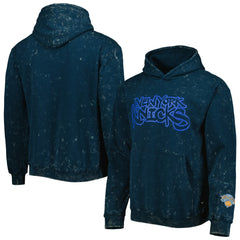 New York Knicks The Wild Collective Unisex Tonal Acid Wash Pullover Hoodie Blue - NBA