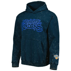 New York Knicks The Wild Collective Unisex Tonal Acid Wash Pullover Hoodie Blue - NBA