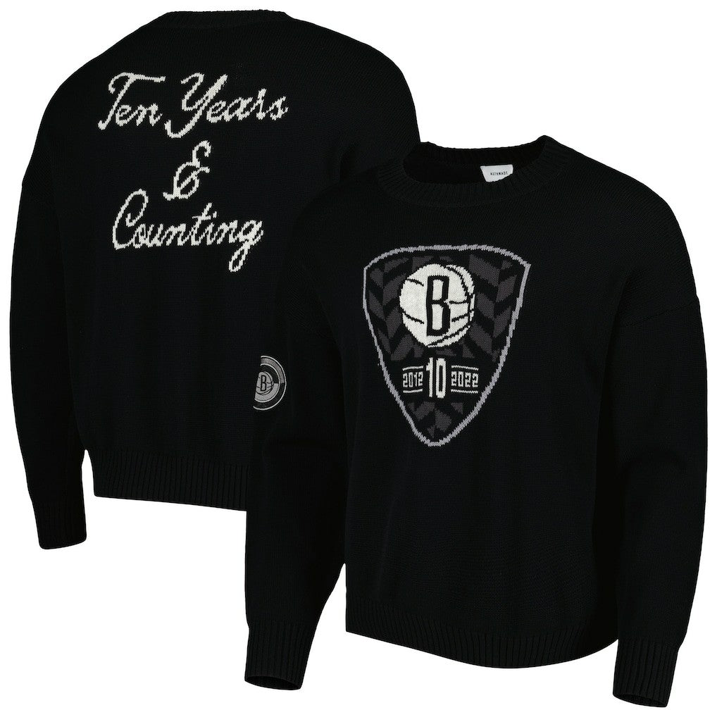 Brooklyn Nets AUTHMADE 10th Anniversary Pullover Sweater Black - NBA