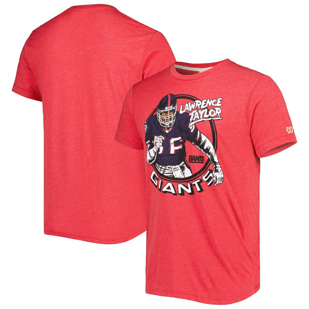 Lawrence Taylor New York Giants Homage Unisex Caricature Retired Player Tri-Blend T-Shirt Red | NFL