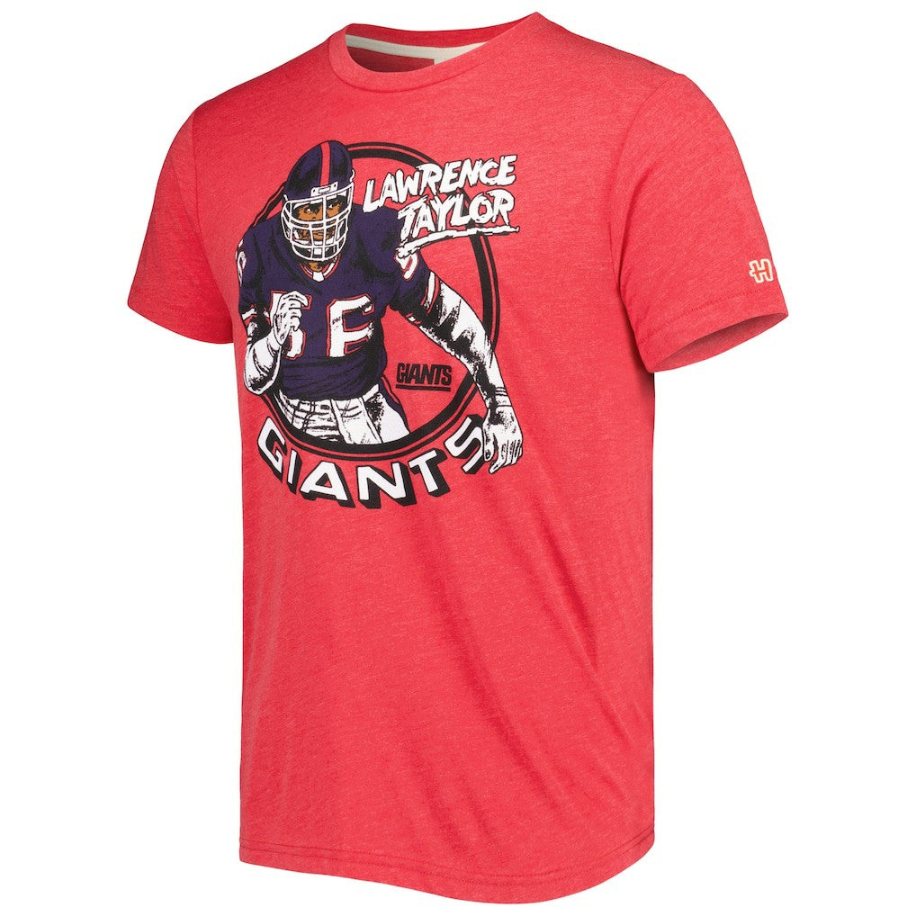 Lawrence Taylor New York Giants Homage Unisex Caricature Retired Player Tri-Blend T-Shirt Red | NFL
