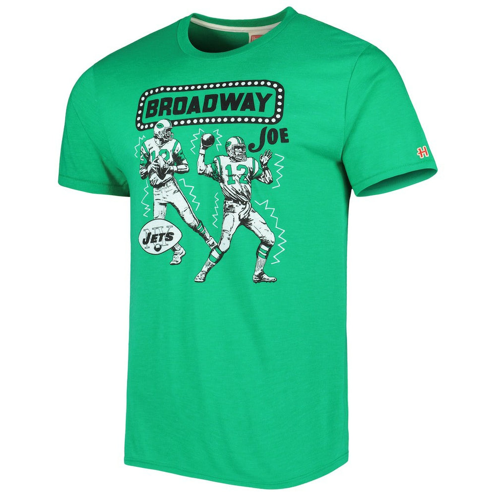 Joe Namath New York Jets Homage Unisex Unisex Caricature Retired Player Tri-Blend T-Shirt Heather Green | NFL