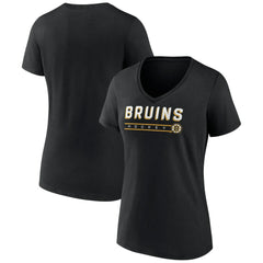 Boston Bruins Women's Primary Play V-Neck T-Shirt - Black - NHL