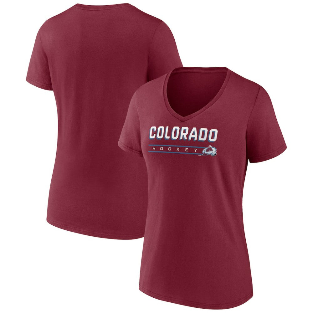 Colorado Avalanche Women's Primary Play V-Neck T-Shirt - Burgundy - NHL