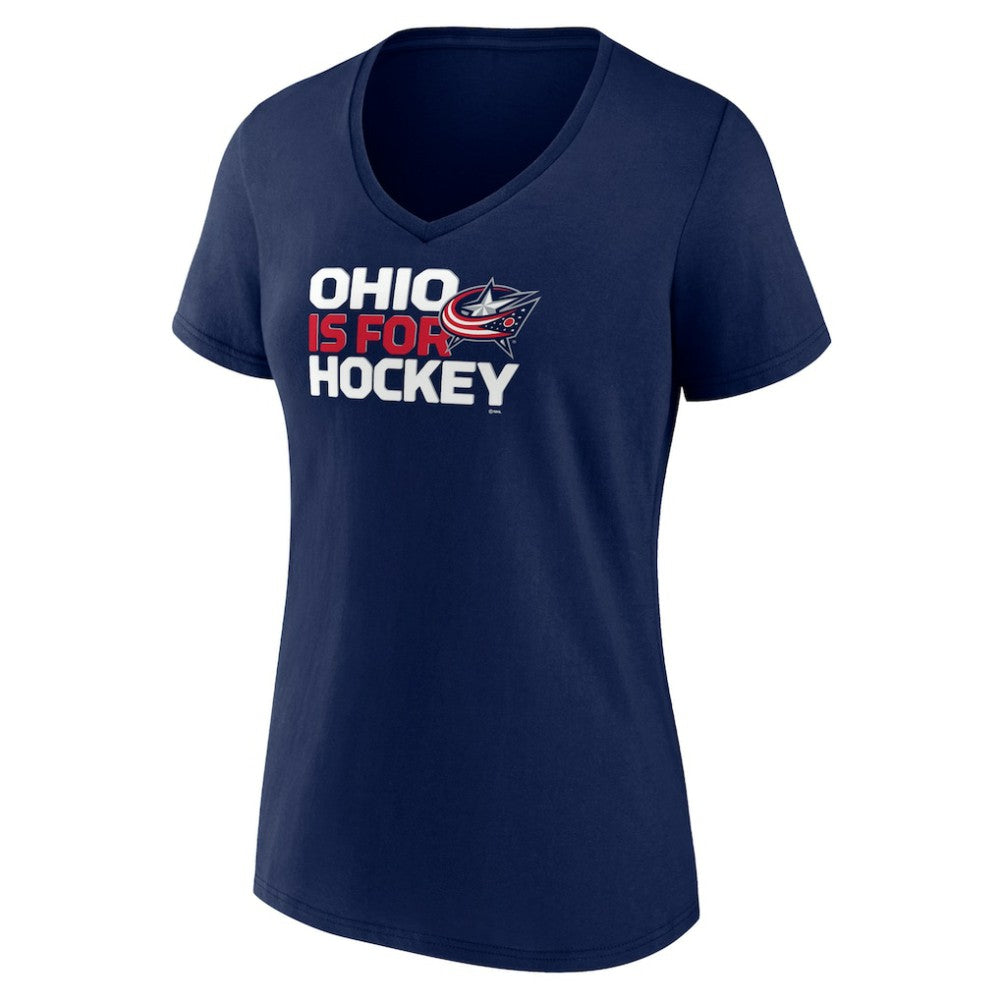Columbus Blue Jackets Women's Active Edge V-Neck T-Shirt - Navy - NHL