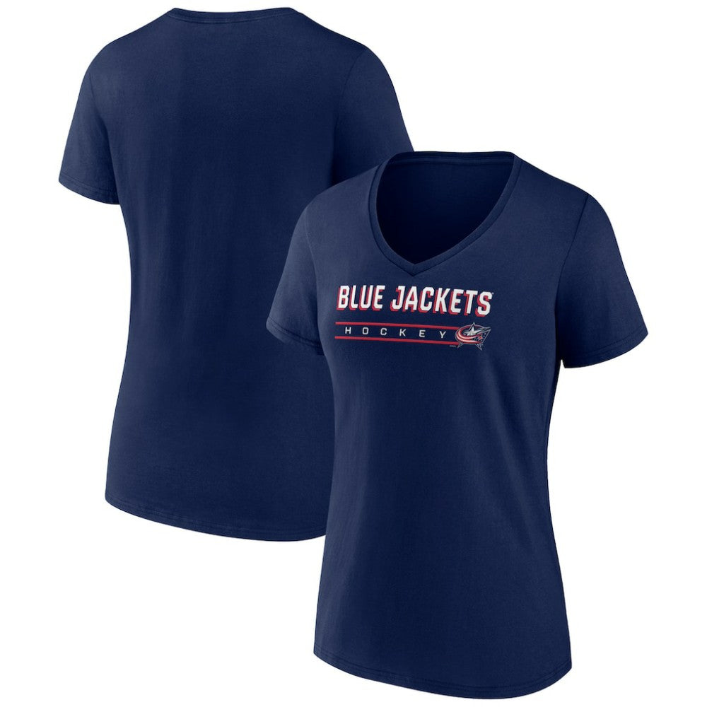Columbus Blue Jackets Women's Primary Play V-Neck T-Shirt - Navy - NHL