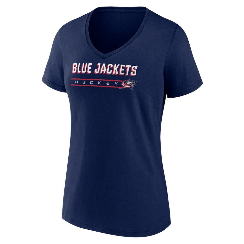Columbus Blue Jackets Women's Primary Play V-Neck T-Shirt - Navy - NHL