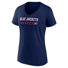 Columbus Blue Jackets Women's Primary Play V-Neck T-Shirt - Navy - NHL