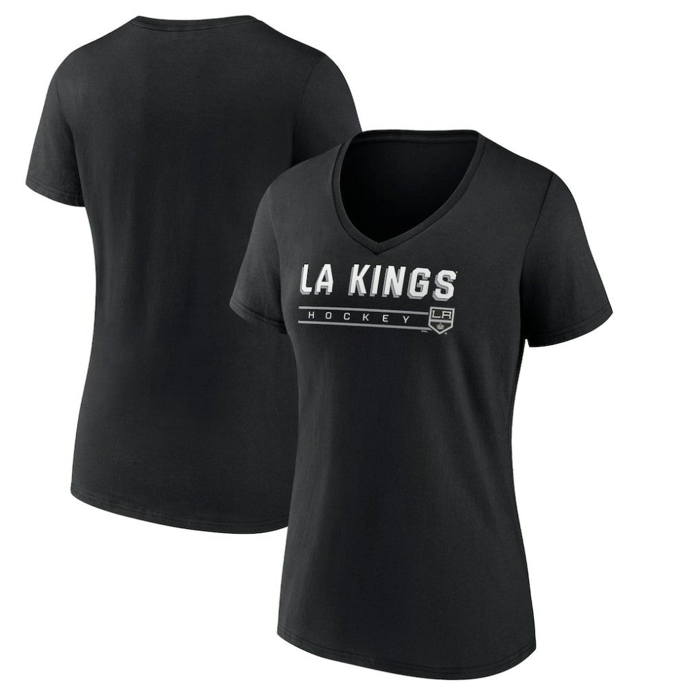 Los Angeles Kings Women's Primary Play V-Neck T-Shirt - Black - NHL