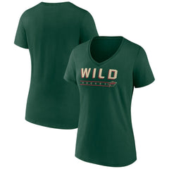 Minnesota Wild Women's Primary Play V-Neck T-Shirt - Green - NHL