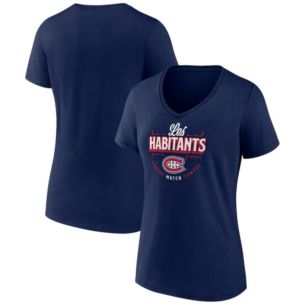 Montreal Canadiens Women's Active Edge V-Neck T-Shirt - Navy - NHL
