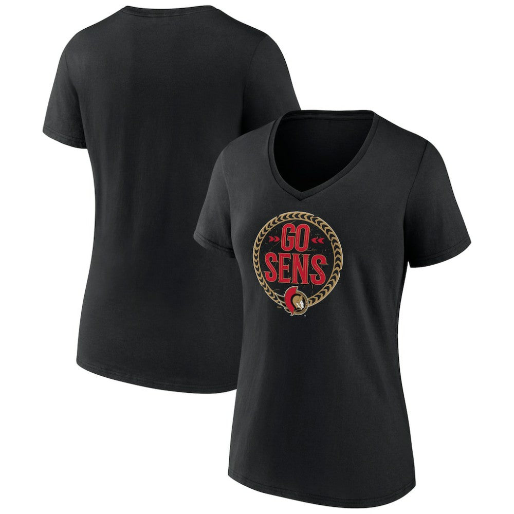 Ottawa Senators Women's Active Edge V-Neck T-Shirt - Black - NHL