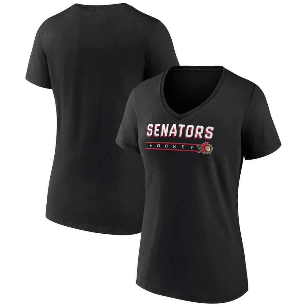 Ottawa Senators Women's Primary Play V-Neck T-Shirt - Black - NHL
