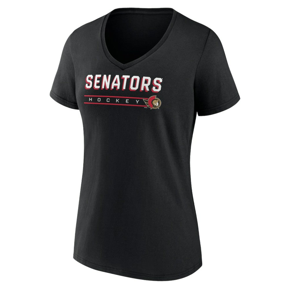 Ottawa Senators Women's Primary Play V-Neck T-Shirt - Black - NHL
