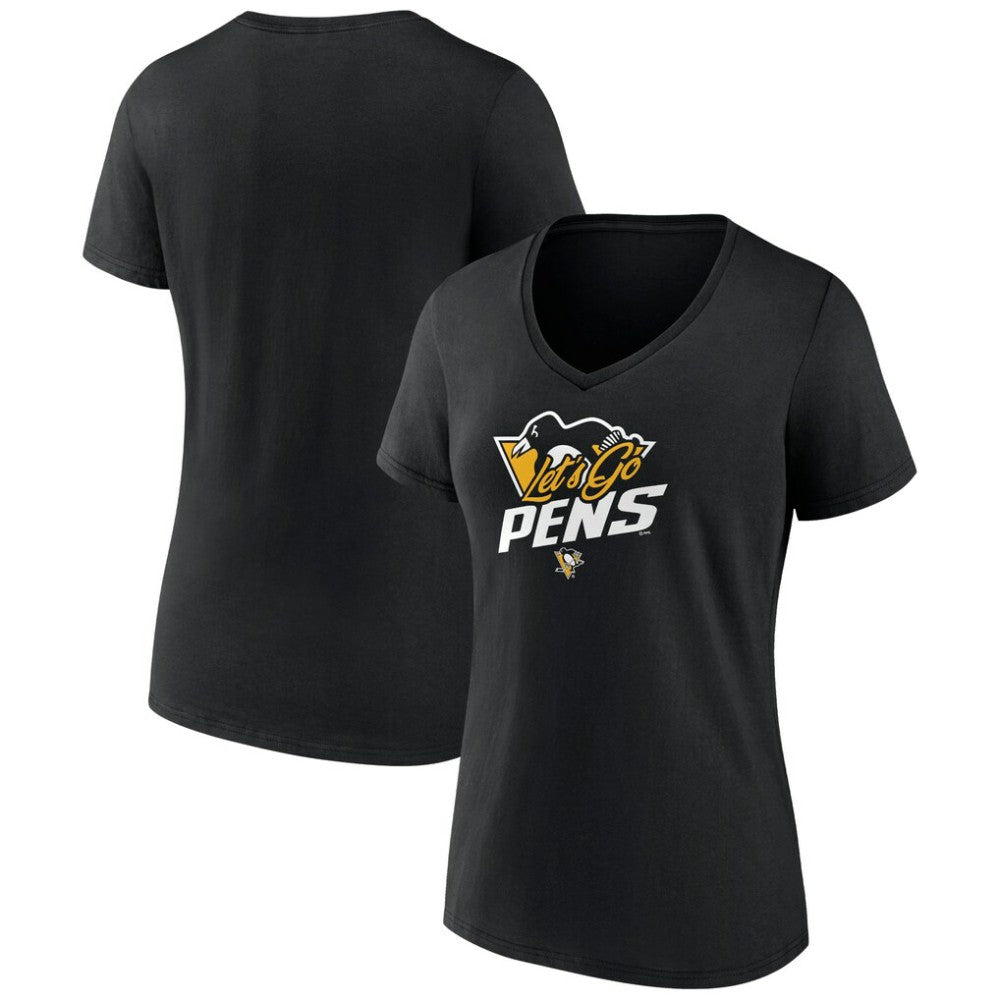 Pittsburgh Penguins Women's Active Edge V-Neck T-Shirt - Black - NHL