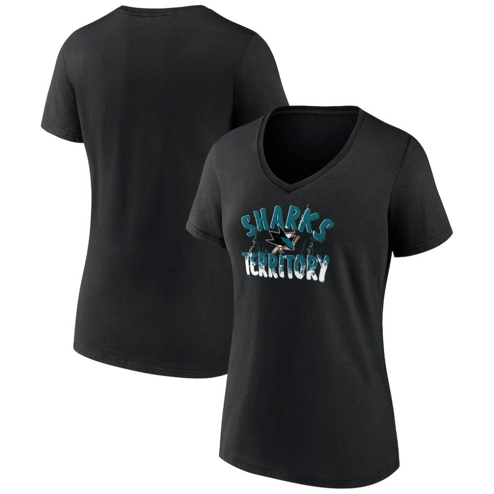 San Jose Sharks Women's Active Edge V-Neck T-Shirt - Black - NHL