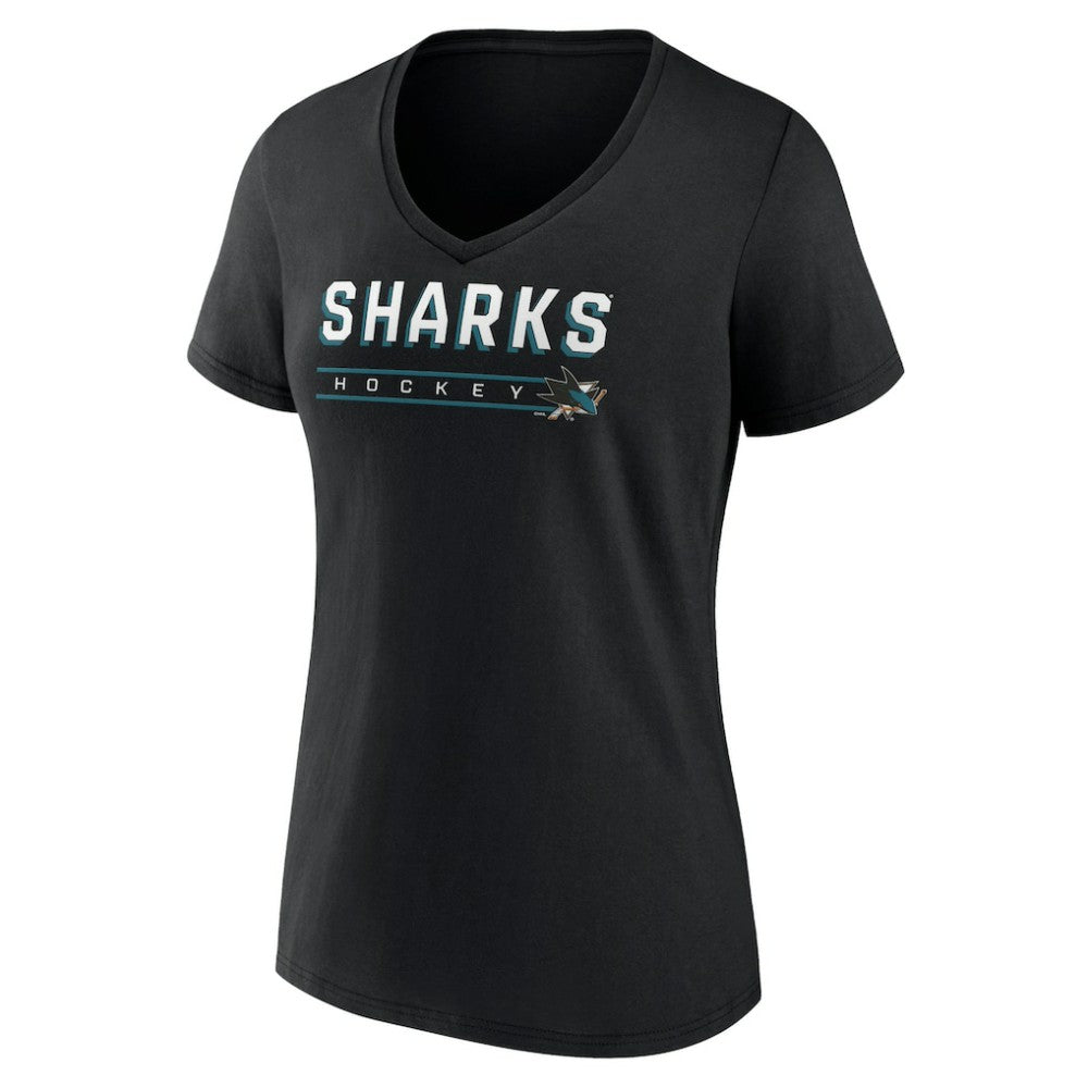 San Jose Sharks Women's Primary Play V-Neck T-Shirt - Black - NHL