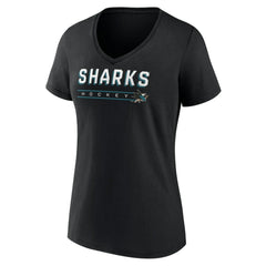 San Jose Sharks Women's Primary Play V-Neck T-Shirt - Black - NHL