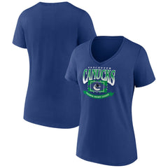 Vancouver Canucks Women's Slapshot V-Neck T-Shirt - Blue - NHL