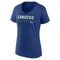 Vancouver Canucks Women's Primary Play V-Neck T-Shirt - Blue - NHL