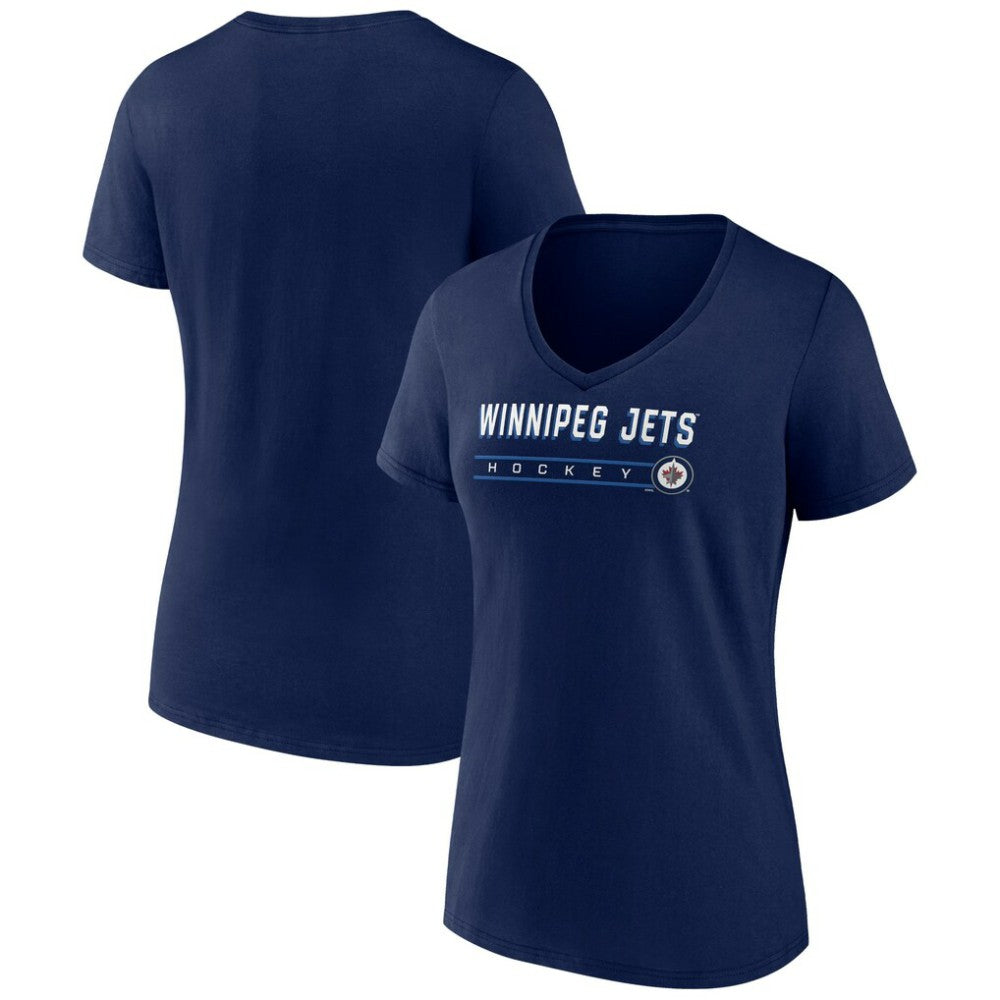 Winnipeg Jets Women's Primary Play V-Neck T-Shirt - Navy - NHL