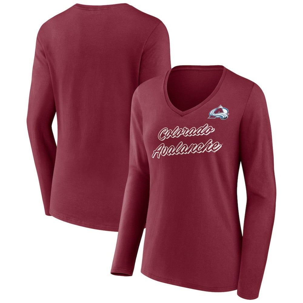 Colorado Avalanche Women's Forge Long Sleeve V-Neck T-Shirt - Burgundy - NHL