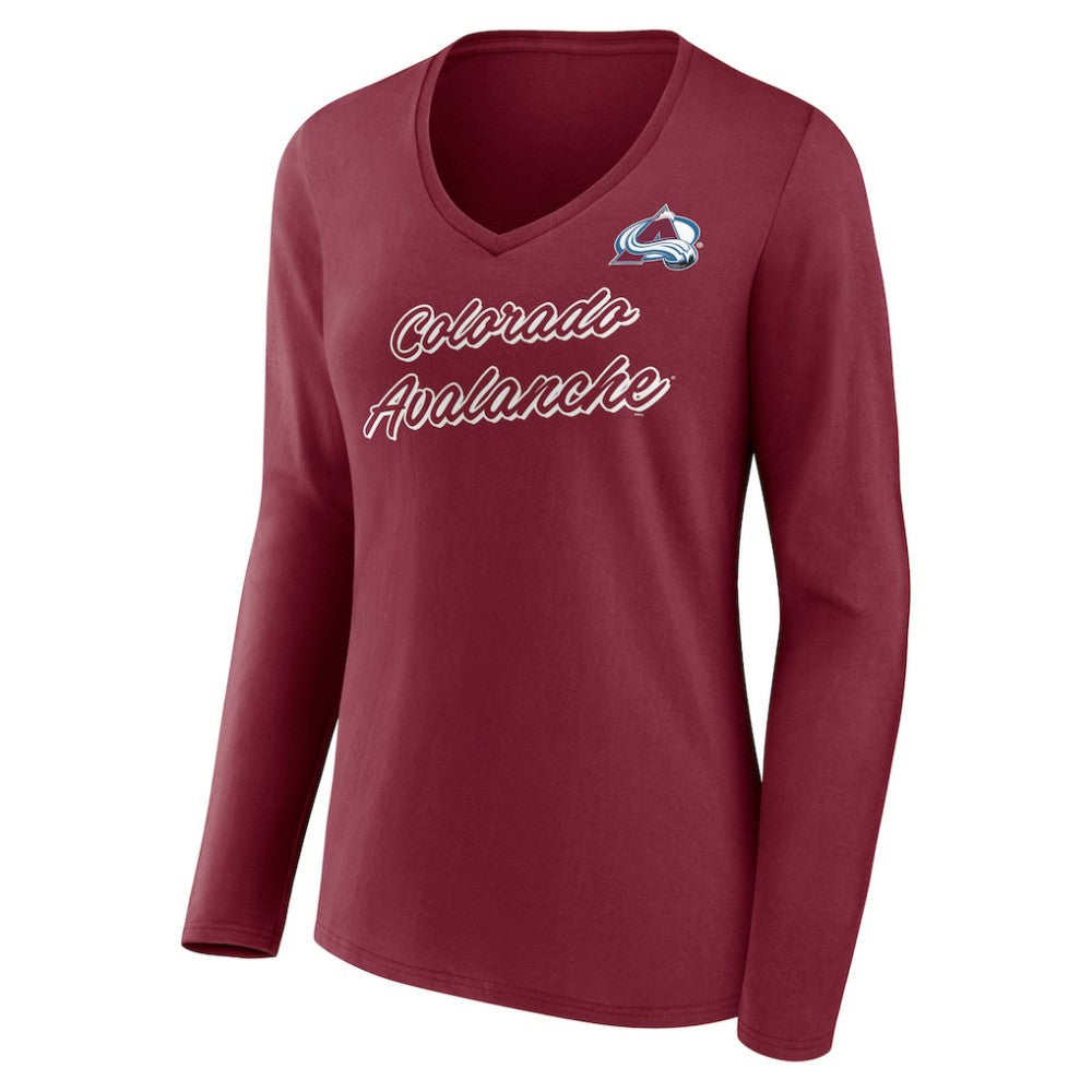 Colorado Avalanche Women's Forge Long Sleeve V-Neck T-Shirt - Burgundy - NHL