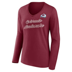 Colorado Avalanche Women's Forge Long Sleeve V-Neck T-Shirt - Burgundy - NHL